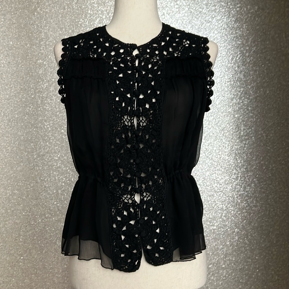 MaxAzria Collection, black silk top, size small